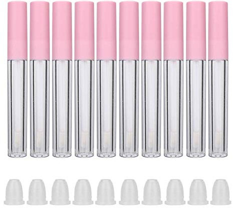 FILFEEL 2.5ml Glass Roll On Bottles Empty Refillable Aromatherapy Perfumes Sample Vials Essential Oils Bottles Lip Gloss Pots Containers with Cap, 10 pcs(Pink)