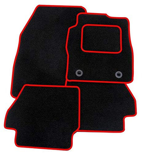 TAILORED FOR DACIA DUSTER 2 2018 2019 2020 2021 2022 - PREMIUM GENUINE EXACT FIT INTERIOR FLOOR CARPET CAR MATS - BLACK MAT + RED TRIM