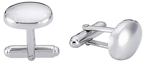 Vinani Design Manschettenknöpfe oval schlicht glänzend 925 Sterling Silber Herren Anzug Hemd 2MAT