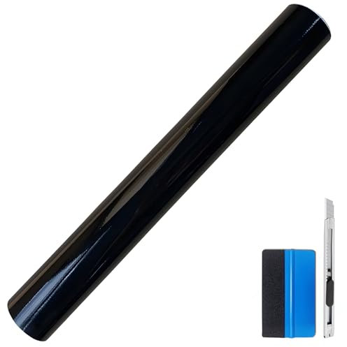 NewL Glanz Schwarz 30cm x 150cm Auto Folie Blasenfrei mit Luftkanälen für Auto Folierung und 3D bekleben in Matt Glanz und Carbon Autofolie