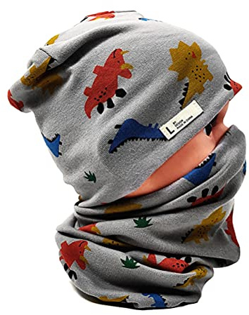 FUYAO Ensemble bonnet et écharpe en coton pour bébé et enfant - Bonnet et écharpe-tube chauds pour les tout-petits - Pour le printemps, l'automne et l'hiver - Bonnet en laine pour garçons et filles, 3