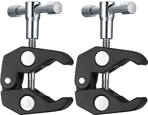 2 Pièces Super Clamp Mount avec Adaptateur de Griffe à Rotule et Clamp, Magic Arm Clamp avec Clips Filetés 1/4 et 3/8 pour Flash, Trépied, Moniteur