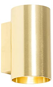 Qazqa Modern Up and Down Wandleuchte, Wandlampe - Sandy - Gold, Rund, max. 50W, Geeignet für LED, 2-flammig, 8cm, Ideal als Wohnzimmerlampe und Flur
