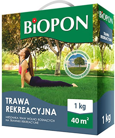 Biopon Rasensamen Sport und Spiel 1 kg - Grassamen Resistent gegen Trampling - 1 kg Samen für 40 m² Rasen - Effizientes Rasensaat für Spielplätze