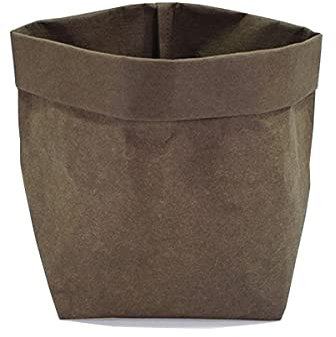 Jalach Dekorativer Papierkorb Übertopf Korb Aufbewahrungskorb aus waschbarem Papier Kraftpapier Deko-Box für Küche, Garten, Pflanzen, Arbeitszimmer, Büro (25*25*40cm, Olivgrün)