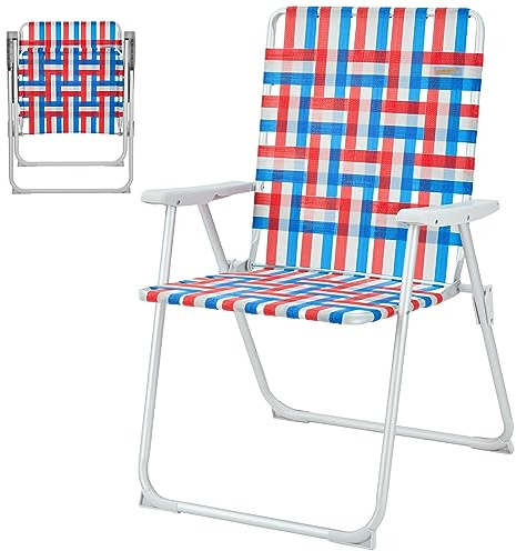 #WEJOY Klappbarer Rasensessel mit Kippschutz, übergroß, 43,2 cm hoch, Strandstuhl für Erwachsene, strapazierfähig, Aluminium-Hochsitz, Campingstuhl für ältere Menschen, Outdoor, Garten, Park,