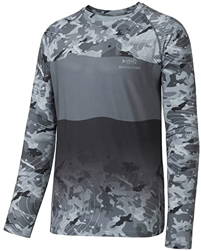 BASSDASH Men’s UPF 50+ Camo Fishing Shirt Quick Dry Long Sleeve Kayaking Hiking T-Shirts