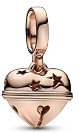 PANDORA Pendente a forma di cuore Moments con campanella placcata in oro rosa 14 carati