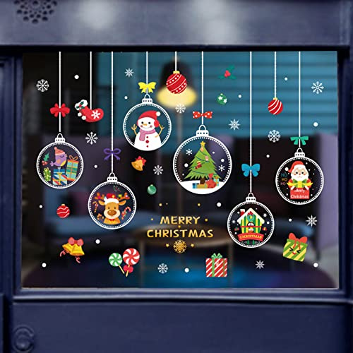 BSITSSS 80 Stück Fensterbilder Weihnachten, Weihnachtsdeko Christmas Decorations Weihnachten Deko, Weinachtsdekorationen Deko Weihnachten Aufkleber Statisch Haftende PVC WeihnachtenAufkleber(B)