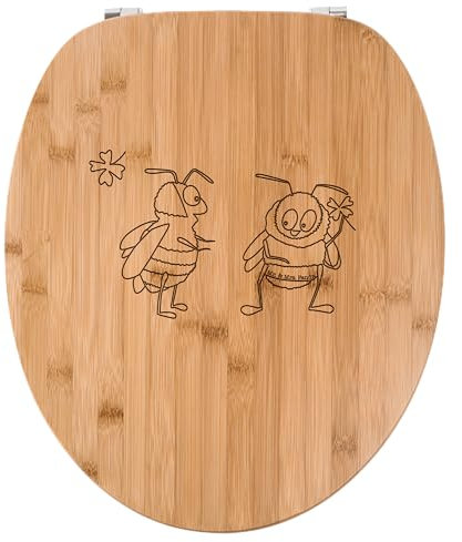 Mr. & Mrs. Panda WC Sitz Hummeln Kleeblatt - Geschenk, Tiere, Toilette, Klobrille, glücklich sein, Klodeckel, Biene Deko, WC-Sitz, Tiermotive,