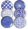 Selamica Ceramic Dessert Plates Set of 6, 6 Inch Mini Dinner Plates for Cake Snacks Side Dish, Vintage Blue Microwave Dishwasher Safe