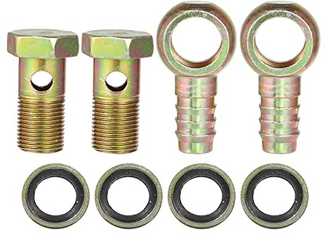 QUARKZMAN Banjo-Schlauchbolzen-Fittings Bronzeton 2 Stück Für Bremssystem | Bronzeton, Metall, Innendurchmesser 18mm, Außendurchmesser 16mm, Schraubengröße 43x24mm, 2 Schrauben, 4 Unterlegscheiben