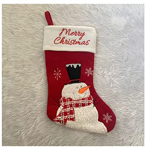 Yurosiay Rot Weihnachtsstrümpfe Groß Schneemann Muster Nikolausstrumpf Weihnachten Socken Kamin Weihnachtssocken Zum Aufhängen Nikolausstiefel Zum Befüllen Weihnachtsstrumpf Geschenktüte