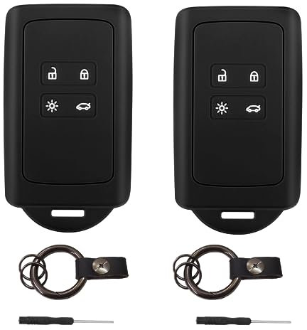 Custodia protettiva per chiave auto Renault Australia, confezione da 2accessori renault captur, compatibile con chiavi auto smartkey Renault a 4 tasti, include due portachiavi in pelle