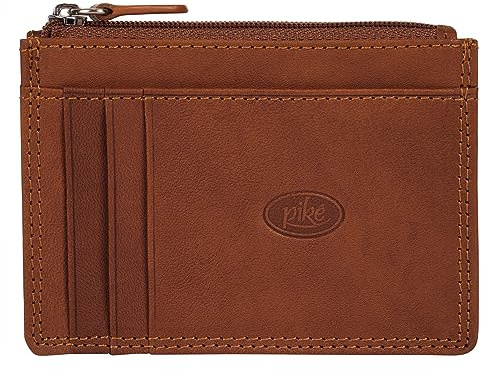 piké Visitenkartenetui Echt Leder Herren 021940 Slim Kartenetui mit Reißverschluss | Mini Geldbörse mit Münzfach | kompaktes Card Wallet