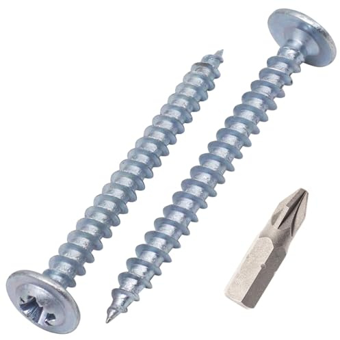 SKIR'CO (50 Stück) Verzinkter Stahl 4,0 x 40 mm Holzschrauben, Metallschrauben, Wafer Kopf, Pozidriv, selbstschneidend