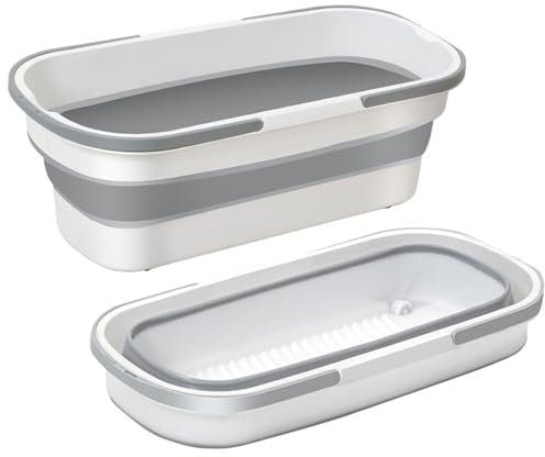 Trapeador plano grande, nuevo trapeador de microfibra 2024, trapeador de polvo giratorio 360 con raspador de deshidratación, trapeador plano grande de mango largo de acero inoxidable ajustable de 54c