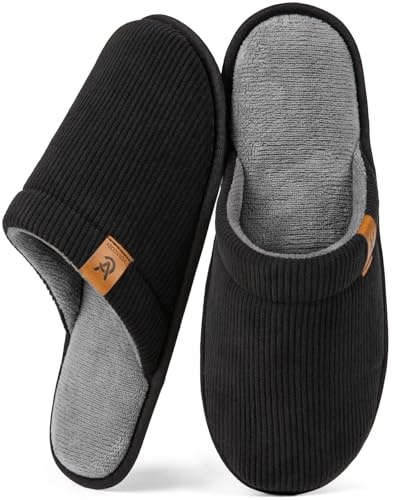 VeraCosy Chaussons respirantes douces pour hommes à mémoire foam intérieur outdoor l'été et l'automne pantoufles Bescheidenes Schwarz，44/45 EU