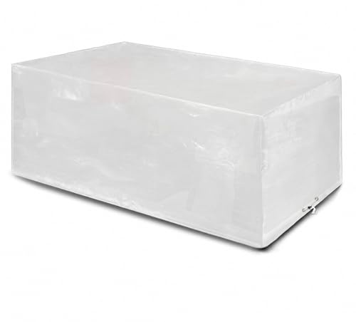 Funshot Abdeckung für Gartenmöbel Wasserdicht Schutzhülle Gartentisch Abdeckplane Gartenmöbel Abdeckung für Loungemöbel Möbelsets,Winterfest,Winddicht Anti-UV,250x200x90cm Transparent
