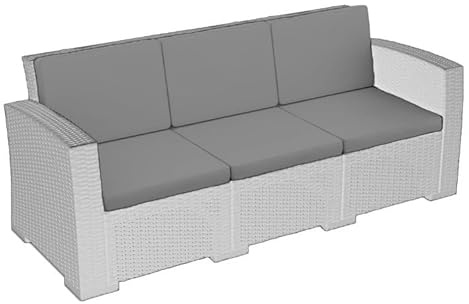 Rattan Furniture Cushion Waterproof Outdoor Seat Pad For Rattan Garden Furniture Chair Cushion Padding Patio 2, 3 or 4 Seater Comfy Set Sofa Cushions Pads Removable Cover (6 Pc Gray 3 Seater)