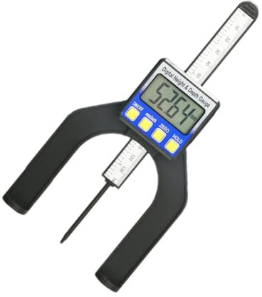 Healeved Tiefenmesser LCD Höhenmessschieber 0-80Mm mit Magnetfuß für Frästisch und Tischkreissäge Messwerkzeug für Holzbearbeitung Metrisch/Imperial Umschaltbar