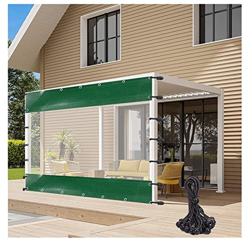Transparente Planen, strapazierfähig, wasserdicht, 0,5 mm dick, Terrassenüberdachung, Outdoor-Vorhänge mit Ösen, mit 10 Bungee-Bällen LGJEGD (Color : Clear, Size : 6.56x9.84'/2x3m)