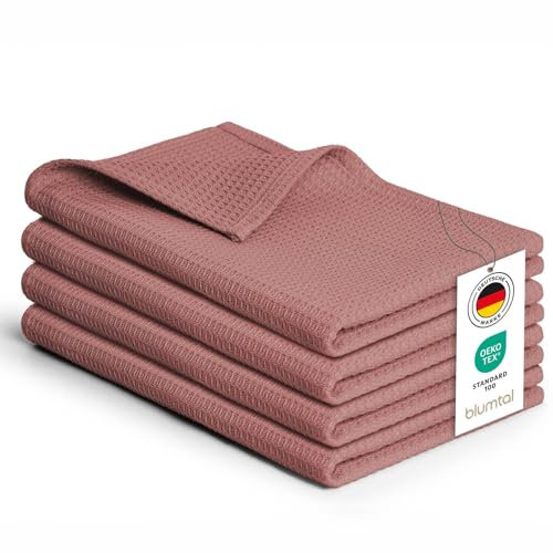 Blumtal paños de cocina 50x70cm en set de 4 - trapos cocina 100% algodón - trapos de cocina lavables a 60°C - paños cocina con diseño de gofre - paño de cocina - trapos de cocina para secar color Rosa
