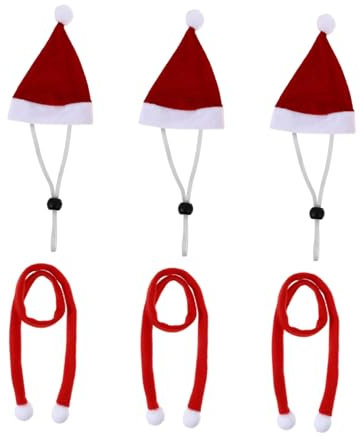BESPORTBLE 3 Sets Mini Weihnachtsmütze Weihnachtsdekoration Katzenkostüme Zubehör Weihnachts Haustier Schal Weihnachtsmütze Schal Mini Mütze Pro Mütze Für Weihnachten