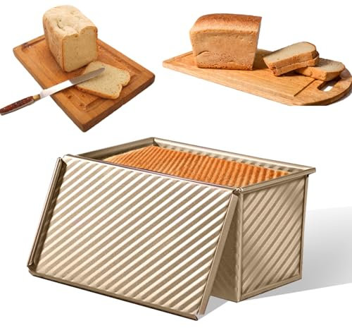 Aohcae Molde para pan, pan tostado con tapa, molde de acero inoxidable, 550 g, molde para panes, pasteles