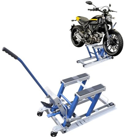 Sollevatore per moto, 680 kg, sollevatore idraulico, sollevatore per moto, cavalletto di montaggio per moto, regolabile da 120 a 387 mm, supporto per il montaggio del motociclo