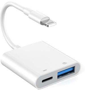 GNUADZ [MFi certificato Adattatore fotocamera da Lightning a USB, per iPhone iPad, OTG per lettore di schede, unità flash USB 3.0,U Disk,tastiera,mouse,hub,MIDI,Plug and Play