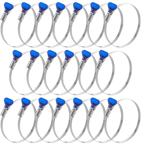 LOYORTY 20Pcs 4 Inch Hose Clamps, Adjustable 3.5- 4.3 Stainless Steel Hose Clamps, Easy Turn Thumb Screw Worm Gear Clamps, Worm Drive Hose Clamps for Dryer Vent, Automotive & Mechanical Applications