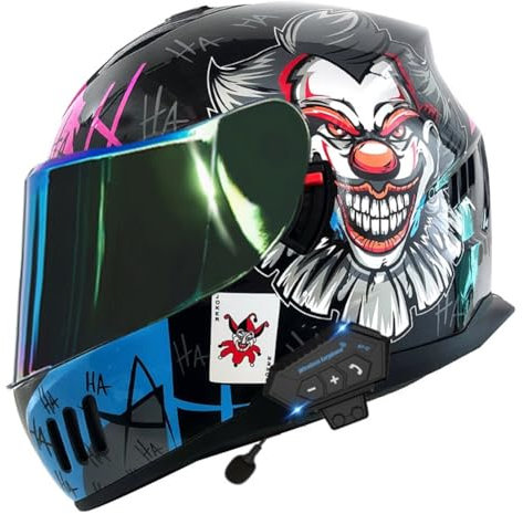 Mode Vollvisierhelme für Motorrad Vollvisierhelm Touring Scooter Motorradsturzhelme Mann Jungen Off-Road Britischer Standard ganzjährig abnehmbares Innenfutter Bluetooth ABS