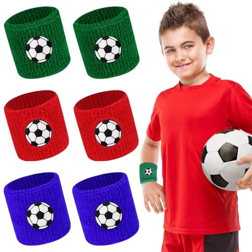 6 Stück Kinder Sportmanschetten Bunt Tennismanschetten für Fitnessstudio saugfähig Baumwolle Schweißbänder für Basketball Fußball Laufen Fitnessstudio