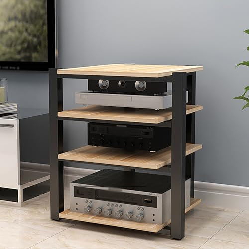 ZGNMK Hi-Fi Regal Möbel Rack TV-Medienkonsole, 2/3/4-stufige HiFi-Racks AV-Medienständer HiFi-Audioschrank Regale Aus Gehärtetem Große TV-Bank Mit Stauraum Unter Dem Fernseher(Brown,70x55x90cm)