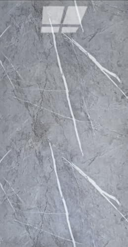 Gilen 10 Pack Large Self Adhesive Wall Tiles, Waterproof Marble Stick On Tiles for Bathroom & Kitchen, Easy Peel & Stick Wall, 60 x 30cm (Marble Light Grey)