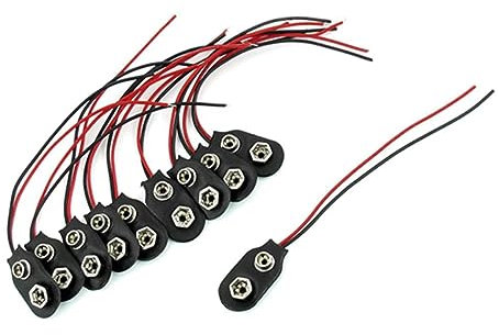 DOITOOL Juego De Clips para Conector De Batería De 9 V Cable De 10 Cm De Longitud 50 Piezas Diseño Negro para Una Fácil Instalación