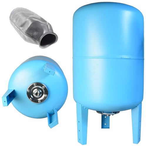 Serbatoio a Pressione 100L - per Impianti Idrici e Sistemi Autoclave - con Membrana EPDM - Vaso di Espansione - per Pompa Domestica Pompa per Pozzo - Attacco da 1 - Acciaio - Verticale 100 Litri