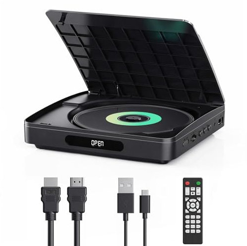 Lettore DVD WOLFANG per TV con HDMI, 1080P Full HD Region Free, telecomando e cavo Type-C, lettore CD per impianto stereo domestico, porta USB 2.0 (non Blu-ray)