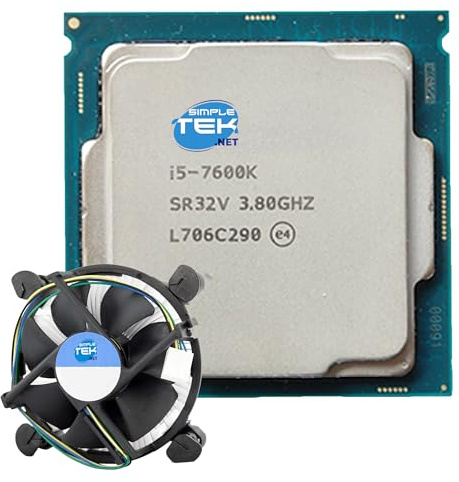 SIMPLETEK - Core i5‑7600K LGA 1151 Desktop-Prozessor, 4 Kerne/4 Threads, 3,8 GHz Basis bis zu 4,2 GHz Turbo, 6 MB Cache - Inklusive Kühlkörper (Generalüberholt)