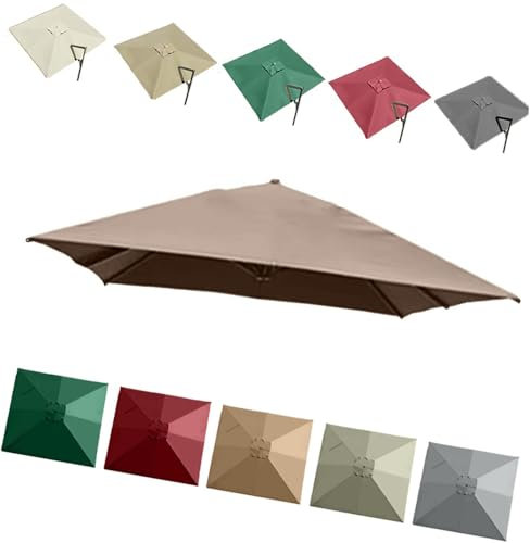 QSPNVFB 300x300cm Ombrellone Decentrato Quadrato Copertura di Ricambio 8 Stecche Baldacchino di Ricambio per Ombrellone A Sbalzo, Telo per Patio Ombrello(Khaki,3m (10') Single Top)
