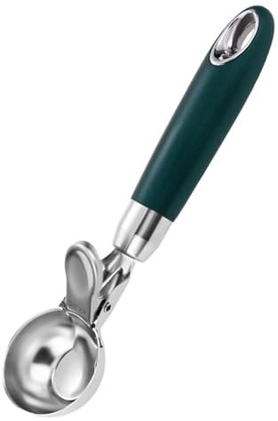 Gourmet Cuillère à glace 19,5 x 4,6 cm, cuillère à glace avec éjecteur, acier inoxydable 304 poli, doseuse pour boules de glace, riz, boules de, pâte à biscuits, poignée confortable