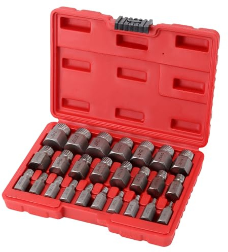 PUCSIQ Juego de destornilladores de 25 piezas con bolsa de transporte, destornillador izquierdo y extractor de pernos para tornillos dañados – Herramienta profesional para quitar pernos rotos y