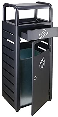 Bidone della Spazzatura in Metallo con cassetto, bidone della Spazzatura per Esterni, 40 l/10,5 galloni, Quadrato, in Acciaio Inossidabile, 13''x11''x35'', Interno ed Esterno (A) (A