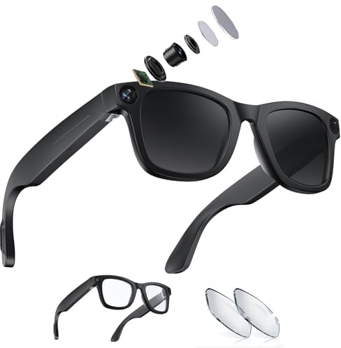 findtime AI Smart Glasses Brille mit Kamera HD 1018P Sportkamera Mikrofon Musikwiedergabe Übersetzung Kleine Kamera Bluetooth Sonnenbrille Video Brillen Fahrrad Action Cam Sprachassistent