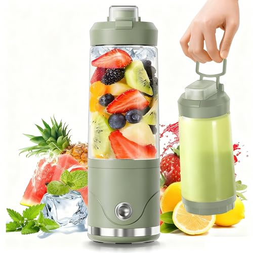 650 Ml Mini Batidora Portatil, Licuadoras Para Zumos y Batidos, Minibatidora Con Cuchilla De Acero Inoxidable De 6 Puntas, Desmontable, Apto Para Uso Doméstico, De Oficina y En Exteriores (Verde)