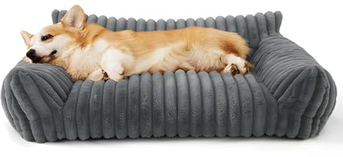 Meunhy Cute Cat Bed 50x40x20cm, Fluffy and Soft Cat Sofa Bed with Removable and Washable, for Indoor/Cars,Non-Slip Bottom,Grey,XS