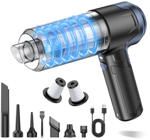 JONYJ Handheld Car Vacuum Cleaner, 16000PA Hand Held Vacuum Portable Cordless, 2 in 1 Air Duster and Vacuum Cleaner with LED Light, Multi-Nozzles, 120W High Power Mini Vacuum for Home, Pet, Office