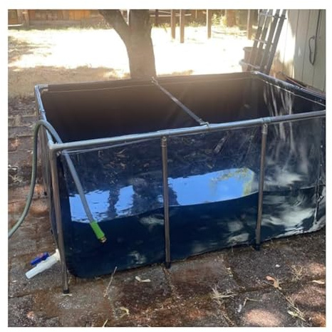 PVC Canvas Fish Tank for Aquatic Pets, Steel Frame, Clear Viewing Window, Ideal for Pools and Ponds