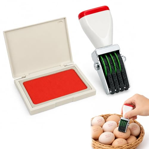 Kit de Marquage d'Œufs, Tampon Dateur Oeuf, Tampon Dateur Alimentaire, Deux Tampons Encreurs Pour Fermes Avicoles, Marquer Dates Fraîcheur Œufs, Suivi Production Organique, Ensemble Complet
